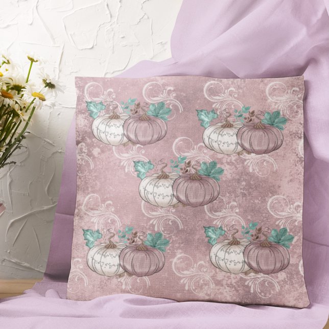 Schöne rosa Kürbisfeld Glitter Herbst Kissen (Von Creator hochgeladen)