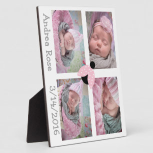 Schöne rosa Ladybug Foto Collage Plaque Fotoplatte