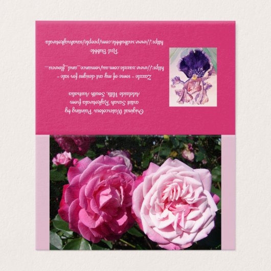 Schöne Rosa Liebe Grüße Karte (Außenseite Aufgefaltet)