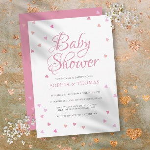 Schöne rosa Liebesherzen Paare Baby Shower Einladung