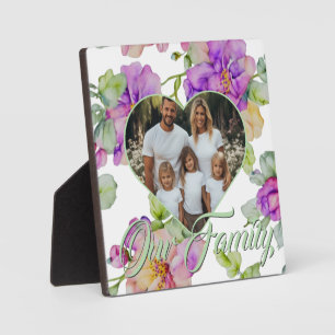 Schöne rosa lila florale Familienfoto-Vorlage Fotoplatte