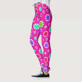 Schöne rosa Lila grüne Blume Fuchsia Leggings (Links)