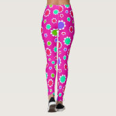 Schöne rosa Lila grüne Blume Fuchsia Leggings (Rückseite)