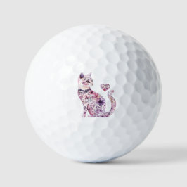 Schöne rosa lila Herzen Rosen Floralkatze Golfball