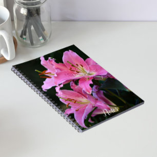Schöne rosa Lilienblüten floral Notizblock