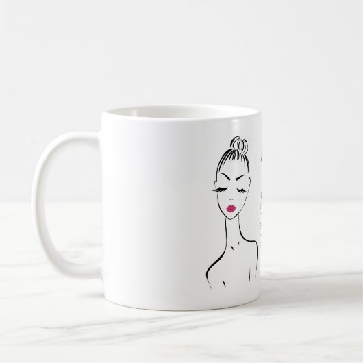 Schöne Rosa Lippen bilden das Künstlermarkieren Kaffeetasse (Links)