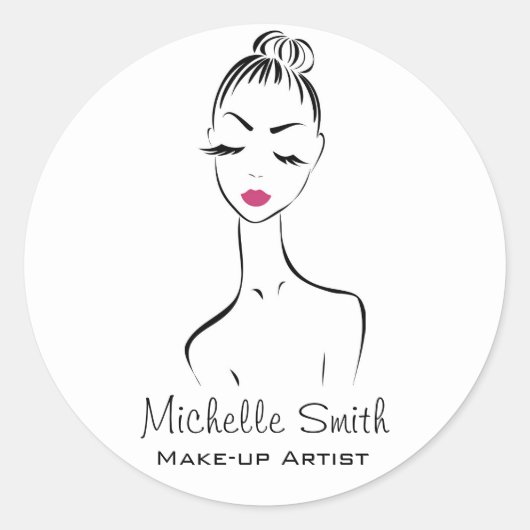 Schöne Rosa Lippen bilden das Künstlermarkieren Runder Aufkleber (Vorderseite)