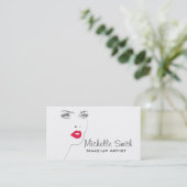 Schöne rosa Lippen machen Künstlerkarte Visitenkarte (Stehend Vorderseite)