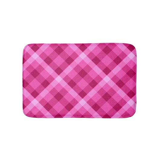 Schöne rosa Magenta Kariert kleine Badematte (Vorderseite)