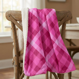 Schöne rosa-magenta karierte kleine Sherpa-Decke Sherpadecke