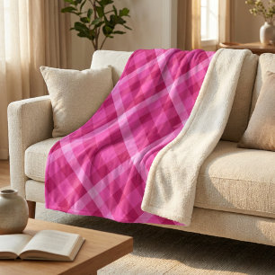 Schöne rosa-magenta karierte mittlere Sherpa-Decke Sherpadecke
