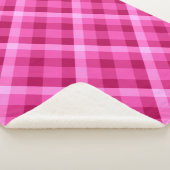 Schöne rosa Magenta Kariertes Mittel Sherpa Blanke Sherpadecke (3/4)