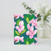Schöne rosa Magnolia-Blume Postkarte (Stehend Vorderseite)