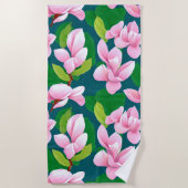 Schöne rosa Magnolia-Blume Strandtuch (Vorderseite)
