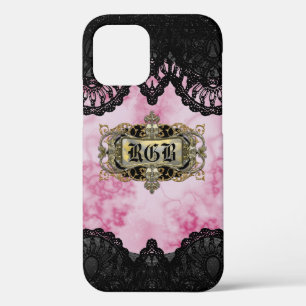 Schöne rosa Marmor kühle romantische Monogramm Case-Mate iPhone Hülle