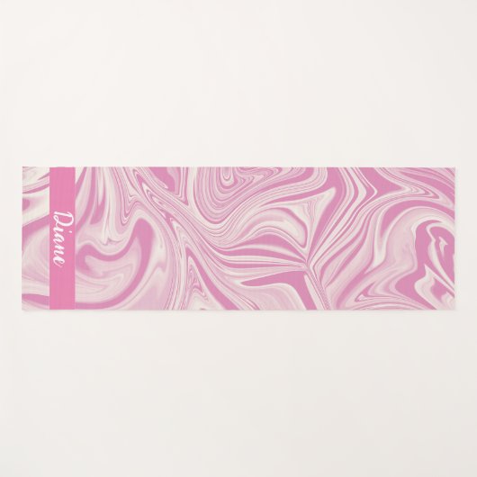 Schöne rosa Marmorplatte Swirl Monogramm Yogamatte (Vorderseite (Horizontal))