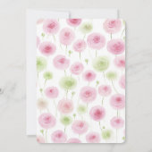 Schöne rosa Minze Ranunculus Geburtstag Einladung (Rückseite)