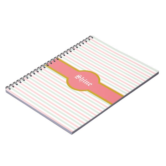 Schöne rosa Minze & Weiß Streifen Notizblock (Linke Seite)