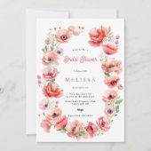 Schöne rosa Mohn Brautdusche Einladung (Vorderseite)