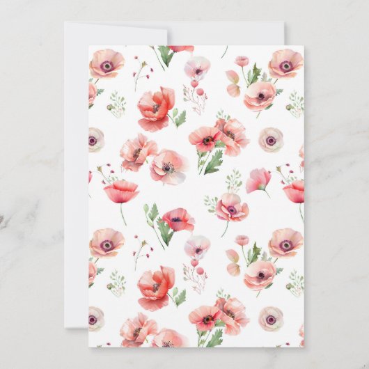 Schöne rosa Mohn Brautdusche Einladung (Rückseite)