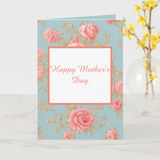 Schöne Rosa-Muster Muttertag Karte (Gelbe Blume)