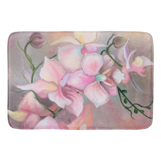Schöne rosa Orchideen Blume Badematte - Malerei (Vorderseite)