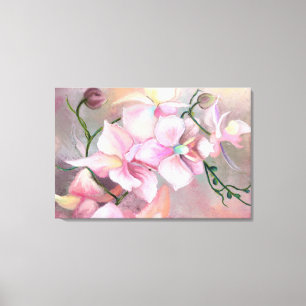 Schöne rosa Orchideen-Blume - Original Malerei Leinwanddruck