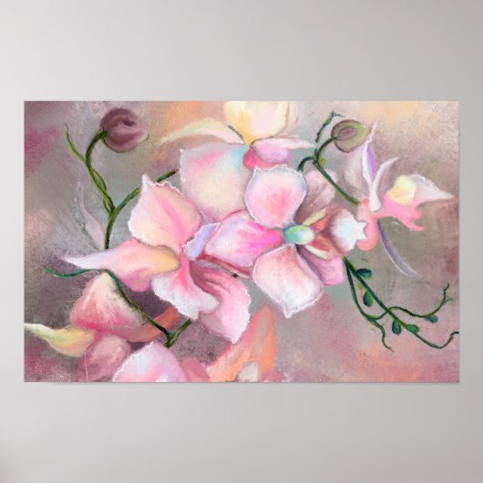 Schöne rosa Orchideen-Blume - Original Malerei Poster (Vorne)