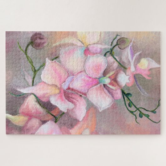 Schöne rosa Orchideen-Blume - Original Malerei  Puzzle (Horizontal)
