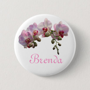 schöne rosa Orchideenblumen persönlicher Name Butt Button