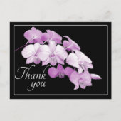 Schöne rosa Orchids schwarzer Hintergrund Danke Postkarte (Vorderseite)