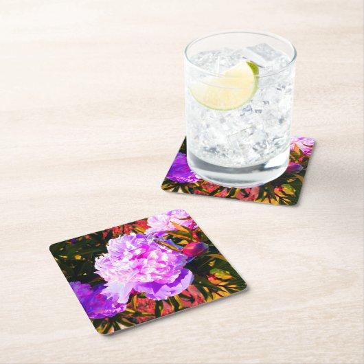 Schöne rosa Peonies Rechteckiger Pappuntersetzer (Vor Ort)