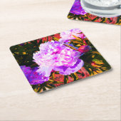 Schöne rosa Peonies Rechteckiger Pappuntersetzer (angewinkelt)