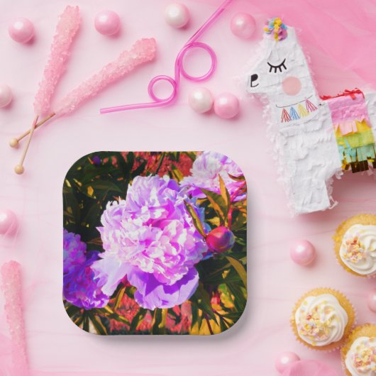 Schöne Rosa-Peonies-Runde Pappteller (Party)