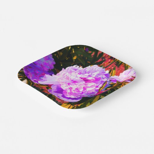 Schöne Rosa-Peonies-Runde Pappteller (Gewinkelt)