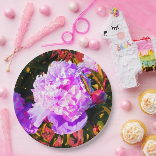 Schöne Rosa-Peonies-Runde Pappteller (Party)