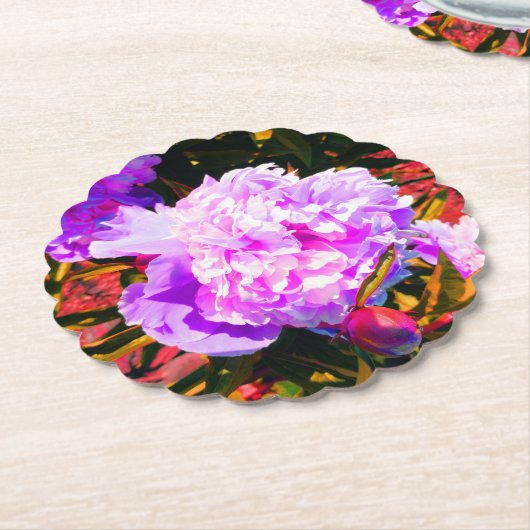 Schöne Rosa-Peonies-Runde Untersetzer (angewinkelt)
