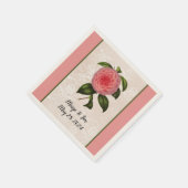 Schöne rosa Peony auf Lacey Blick Damask und Name Serviette (Ecke)