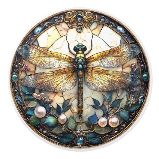 Schöne Rosa Perlen Türkisfarben Keramikknauf (Vorderseite)