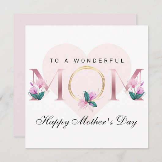 Schöne rosa Personalisierte Muttertag Einladung (Vorne/Hinten)