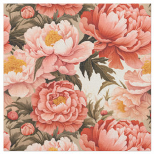 Schöne rosa Pfingstrose im Vintage-Blumenmuster Stoff