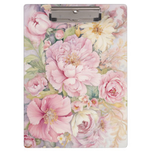 Schöne rosa Pfingstrosen Aquarelle. Klemmbrett