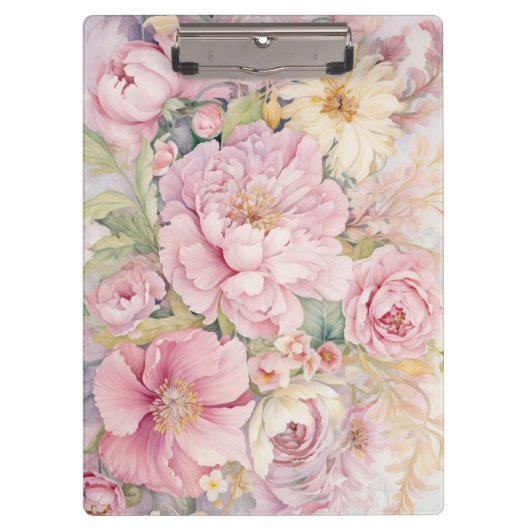 Schöne rosa Pfingstrosen Aquarelle. Klemmbrett (Vorderseite)