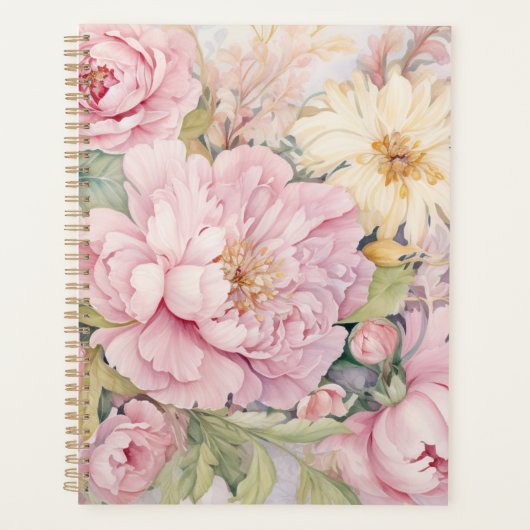 Schöne rosa Pfingstrosen Aquarelle. Planer (Vorderseite)