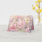 Schöne rosa Pfingstrosen gefaltete Grußkarte Karte (Gelbe Blume)