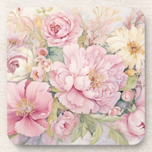 Schöne rosa Pfingstrosen Getränkeuntersetzer (Vorderseite)