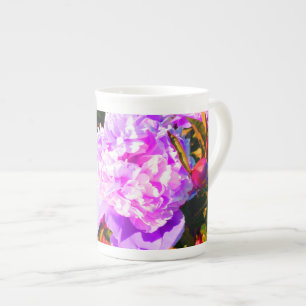 Schöne rosa Pfingstrosen rund Porzellantasse