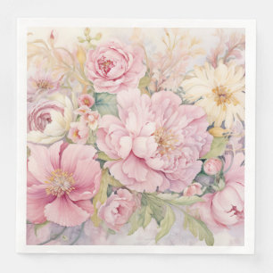 Schöne rosa Pfingstrosen  Serviette