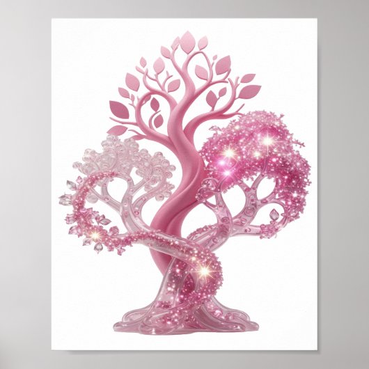 Schöne rosa PINK GLITTER TREE Poster (Vorne)