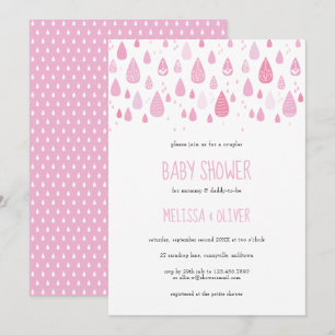 Schöne rosa Regentropfen Paare Baby Shower Einladung